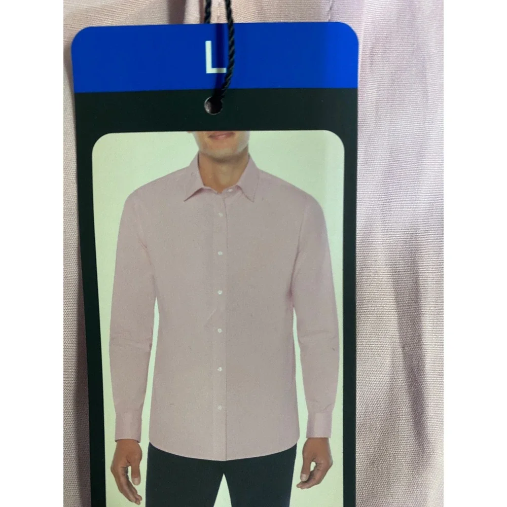 Banana Republic‎ Slim Fit Stretch Poplin Shirt Mens Large Pink Long Sleeve NWT